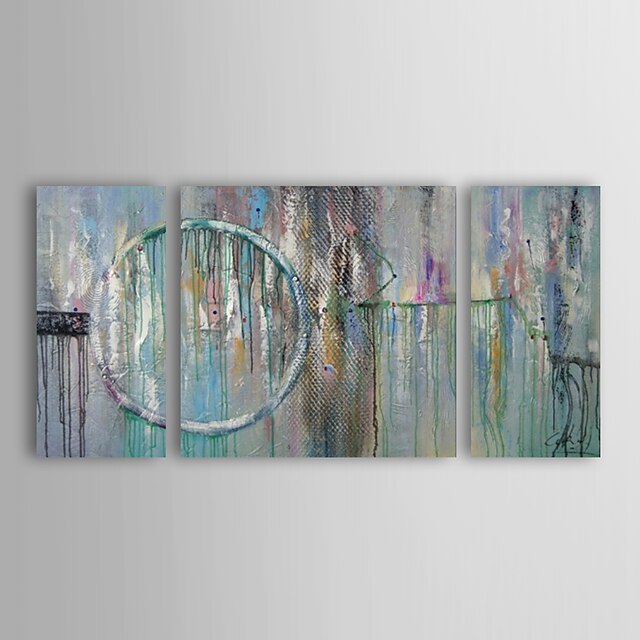  Hang festett olajfestmény Kézzel festett - Absztrakt Modern Tartalmazza belső keret / Három elem / Nyújtott vászon