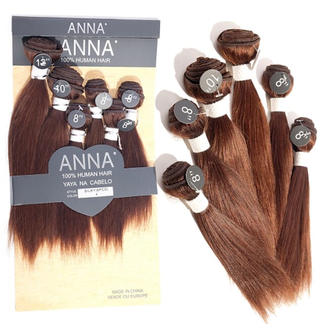  6 csomag Brazil haj Egyenes Szűz haj Az emberi haj sző 8-12 hüvelyk Emberi haj sző Human Hair Extensions Női