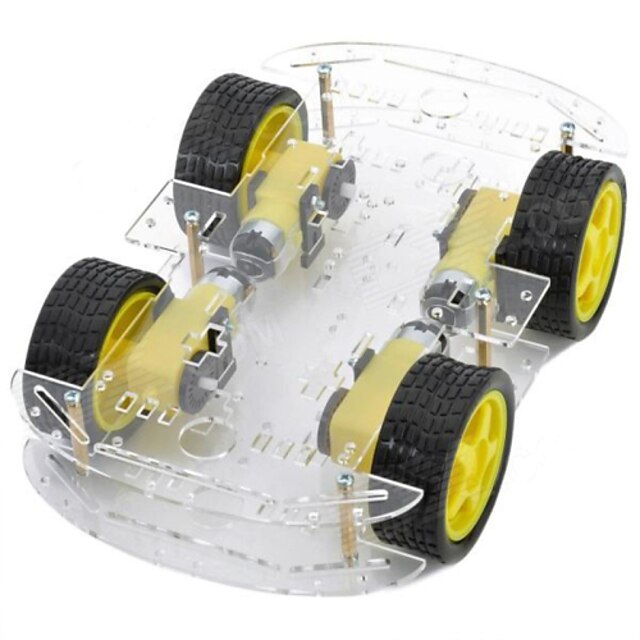  dubbla lager 4-motor Smart Car chassi w / hastighetsmätning kodad skiva - svart + gul
