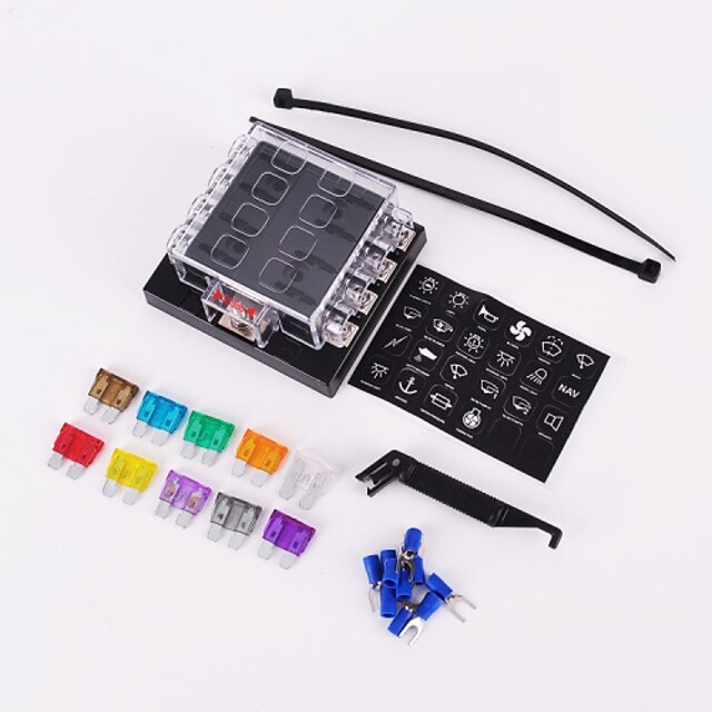  8 Way Circuit Car Fuse Box 32V DC Blade Fuse Holder Box Block Auto Car Boat Waterproof Dustproof with fuse puller