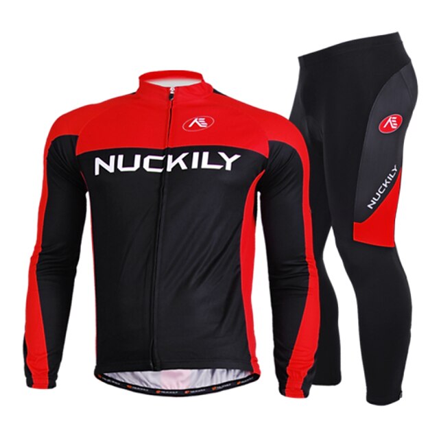  Nuckily Men's Women's Long Sleeve Winter Nylon Polyester Black Patchwork British Bike Clothing Suit Breathable Quick Dry Anatomic Design Reflective Strips Back Pocket Sports Patchwork Clothing Apparel