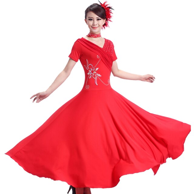  Ballroom Dance Dresses Women's Performance Spandex / Chinlon Draping Dress / Neckwear / Modern Dance