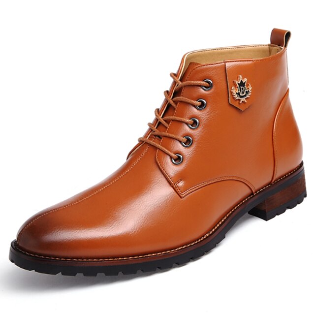  Homens Outono / Inverno Salto Baixo Casual Cadarço Courino 5.08-10.16 cm / Botas Cano Médio Preto / Amarelo / Vermelho