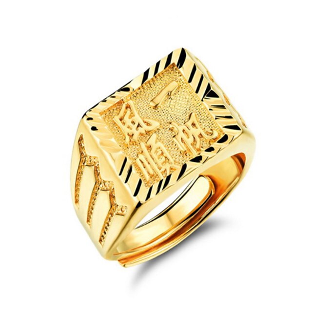  Hombre Anillo Dorado Chapado en Oro Legierung Fiesta Casual Ajustable Fiesta Joyas