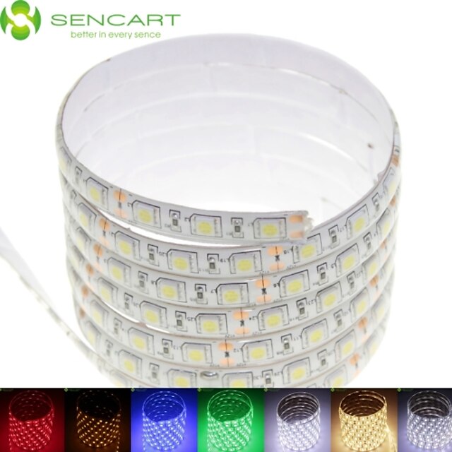  SENCART 5 m 300 LED SMD5050 1pc Varm hvit / Kjølig hvit / Naturlig hvit Vanntett / Dekorativ 12 V