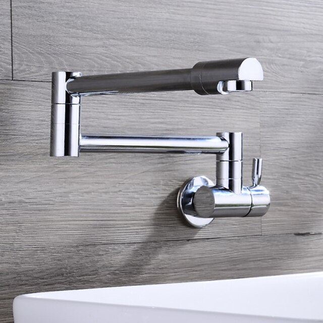 Wall Mounted Kitchen Faucet,Pot Filler Type   Silvery Single Handle One Hole Contemporary Kitchen Taps with Cold Water Only2