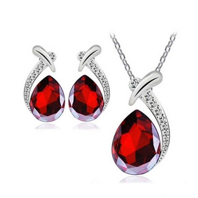  High Quality Water Drop Pendant Jewelry Set Necklace Earring (Assorted Color)