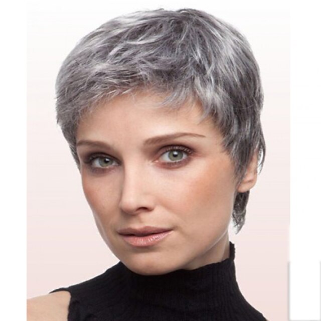  grå parykker til kvinder syntetisk paryk lige lige paryk kort grå syntetisk hår grå