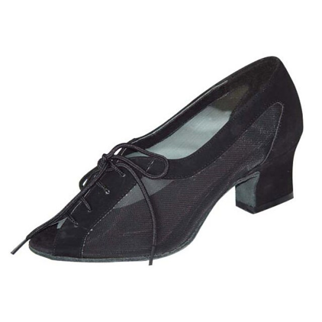  Női Dance Shoes Modern cipők Szandál Magassarkúk Fűző Vaskosabb sarok Mandula Fekete és vörös Fekete Fém csat / Otthoni / Teljesítmény / Szatén / Bőr / Gyakorlat