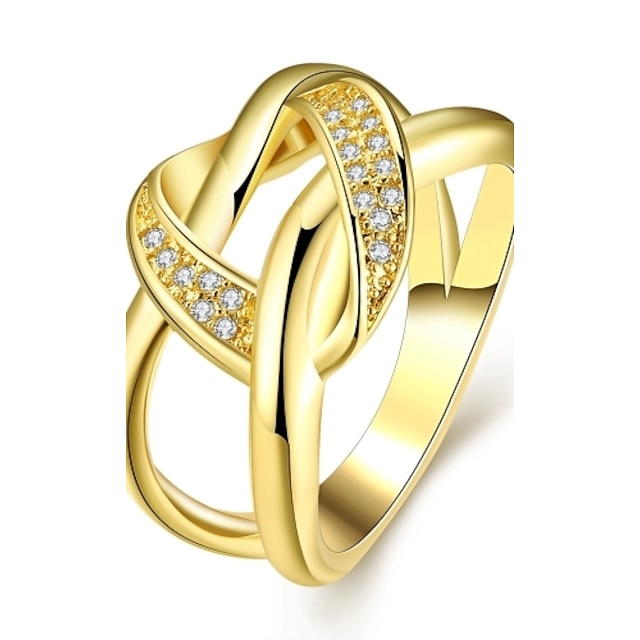  Women's Statement Ring - Zircon, Cubic Zirconia, Gold Plated Ladies Golden / Gold / Pink For Wedding Party Daily 7 / 8 / Rose Gold Plated / Rose Gold Plated