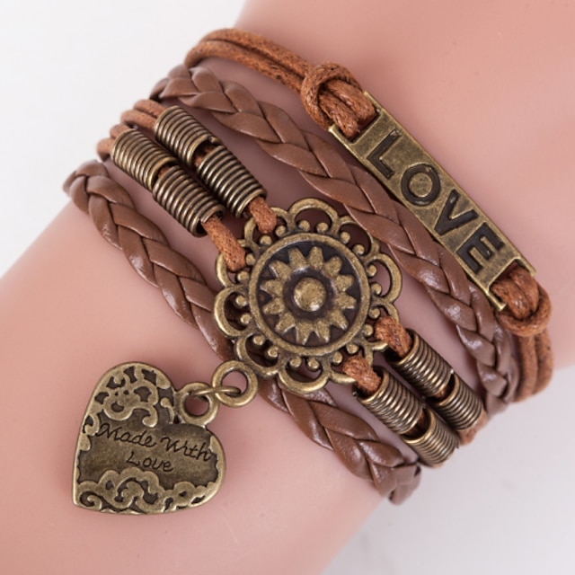  Armband Läder Armband Handgjord Kärlek Smycken Till Julklappar