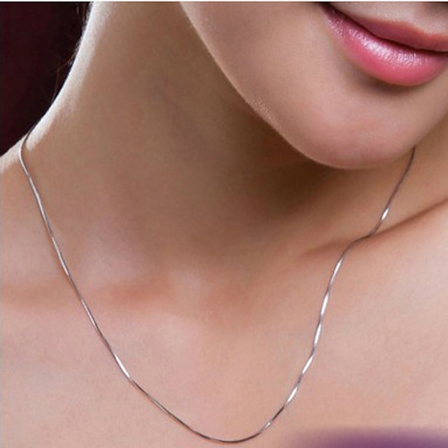  Collier Chaîne Femme Plaqué argent dames simple Argent Colliers Tendance Bijoux pour Mariage Soirée Quotidien Décontracté