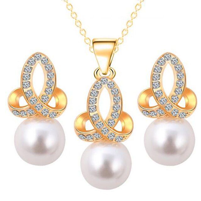  Mulheres Diamante sintético Conjunto de jóias - Imitação de Pérola Incluir Prata / Dourado Para Casamento Festa Aniversário / Brincos / Colares