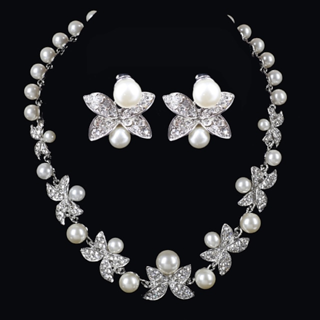  Women's Clear Crystal Jewelry Set - Imitation Pearl Include For Wedding Party Special Occasion Anniversary Birthday Engagement / Gift / Daily