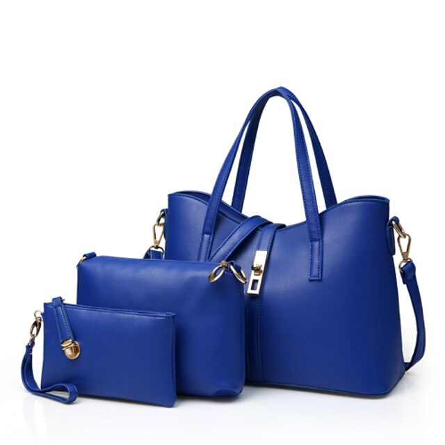  Per donna Sacchetti PU Tote / Borsa a tracolla / sacchetto regola Set di borsa da 3 pezzi Borchie Tinta unita Rosso / Blu / Rosa