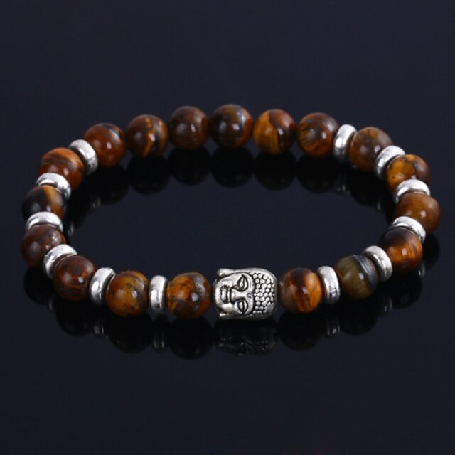  Men's Agate Black Lava Bead Bracelet Beads Ladies Personalized Fashion Agate Bracelet Jewelry Black / Brown / Blue For Wedding Party Gift Daily Casual Sports