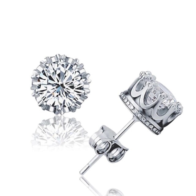  Krystal Kvadratisk Zirconium Stangøreringe Magisk Back Earring Kabal Rund Krone Damer Basale Elegant Mode minimalistisk stil Blinging Sølv Zirkonium Kvadratisk Zirconium Øreringe Smykker Sølv Til