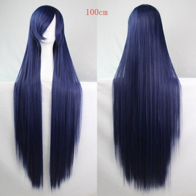  Cosplay Costume Wig Synthetic Wig Straight Straight Asymmetrical Wig Long Blue Synthetic Hair Women's Natural Hairline Blue