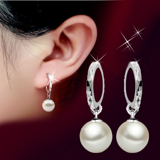  Drop Earrings Dangle Earrings For Women's Pearl Party Wedding Birthday Pearl Sterling Silver Silver Ball / Gift / Daily