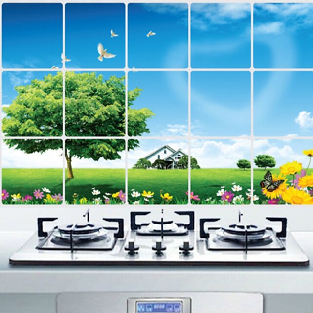  Aluminum Foil Kitchen Oil Proof Wall Stickers