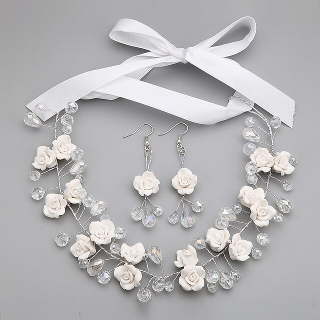  Γυναικεία Λευκό Κρυστάλλινο Σετ Κοσμημάτων Σκουλαρίκια Κοσμήματα Λευκό Για Γάμου Πάρτι Ειδική Περίσταση Επέτειος Γενέθλια Δώρο / Κολιέ / Αρραβώνας