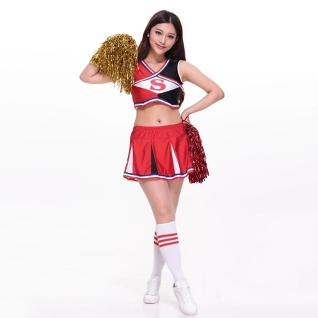  Cheerleader Costumes / Dance Costumes Outfits Women's Performance Polyester Embroidery Sleeveless High Top