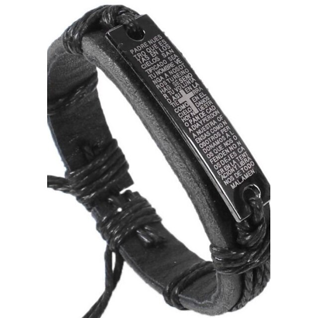  Men's ID Bracelet Leather Bracelet Classic Leather Leather Bracelet Jewelry Black For Daily