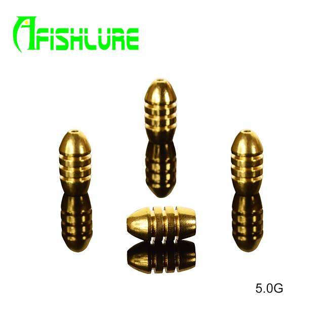  Afishlure Threaded Copper Bullets 5.0g Fishing Weights Fishing Accessaries Copper Pendant Fishing Sinkers 8pcs/lot