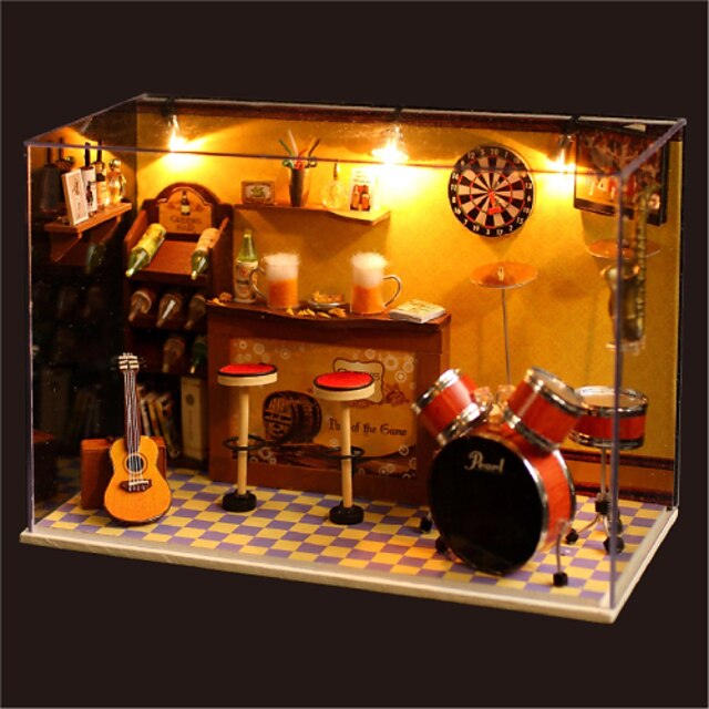 romantisch verjaardagscadeau handleiding muziek stofkap model diy houten poppenhuis inclusief alle meubels verlichting lamp geleid