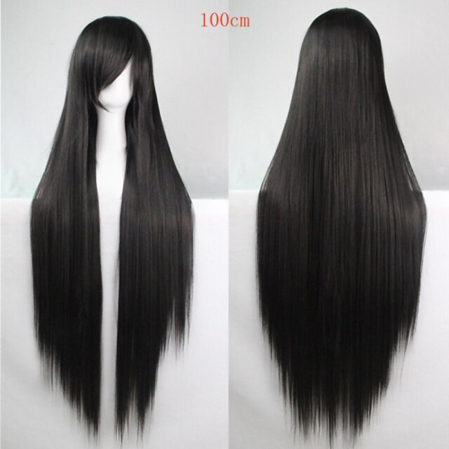  Cosplay Costume Wig Synthetic Wig Straight Straight Asymmetrical Wig Long Black Synthetic Hair Women's Natural Hairline Black