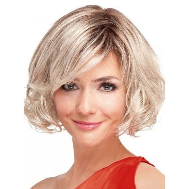  fashion lady short blonde color curly beautiful wigs
