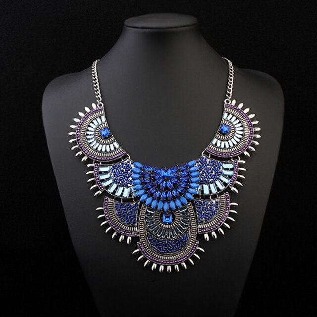  Women's Statement Necklace Bib necklace Ladies Luxury Boho Bohemian Acrylic Resin Alloy Black / White Yellow Red Blue Necklace Jewelry For Party Special Occasion Daily