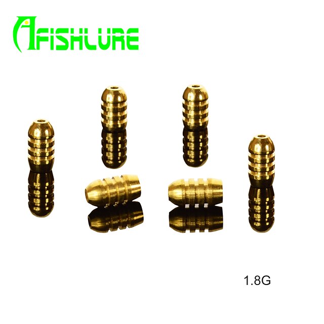  Afishlure Threaded Glaze Copper Pendant 1.8g Fishing Accessaries Bullet Type Pure Copper Fishing Weights 12pcs/lot