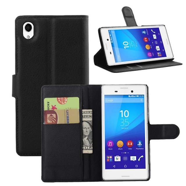  Case For Sony Xperia Z3 Compact / Sony Xperia M4 Aqua / Sony Sony Xperia Z3 Compact / Sony Xperia M4 Aqua / Sony Wallet / Card Holder / with Stand Full Body Cases Solid Colored Hard PU Leather