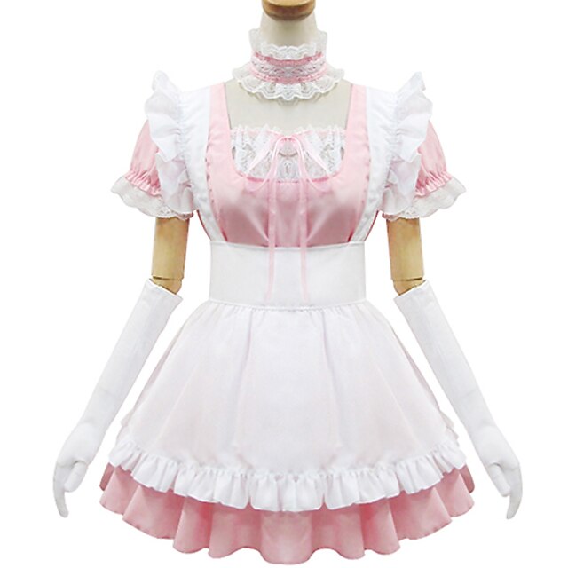  Принцесса Sweet Lolita Моряк Костюмы Rорничной Жен. Косплей костюмы Розовый Кружева С короткими рукавами Короткий