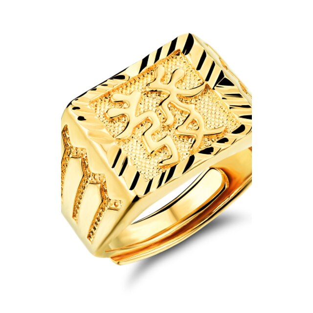  Men's Band Ring thumb ring Gold Plated Asian Fashion Ring Jewelry Gold For Wedding Party Daily Casual Sports Adjustable