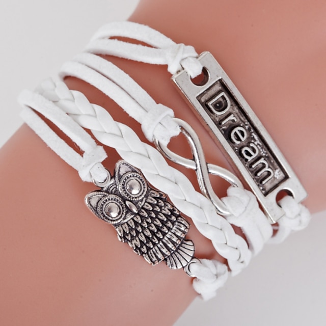  Men's Women's Wrap Bracelet Loom Bracelet Owl Love Anchor Bohemian Double-layer Alloy Bracelet Jewelry White For Daily Casual