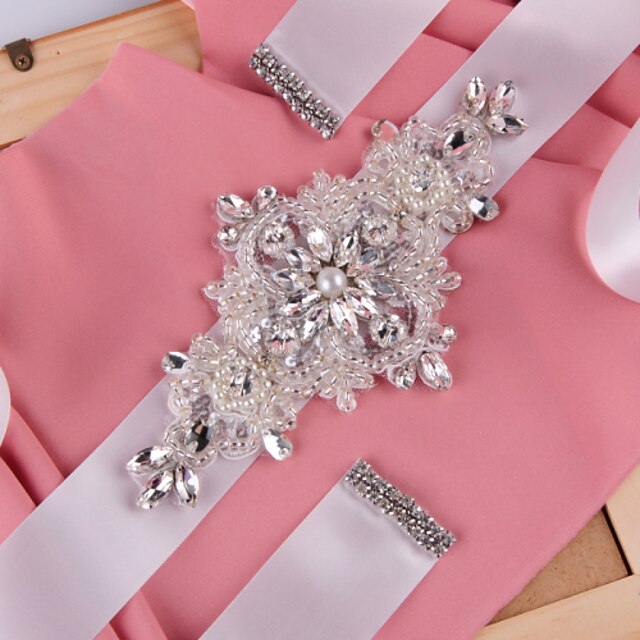  Satin Wedding Party / Evening Dailywear Sash With Rhinestone Crystal Beading Pearl Sequin Women's Sashes