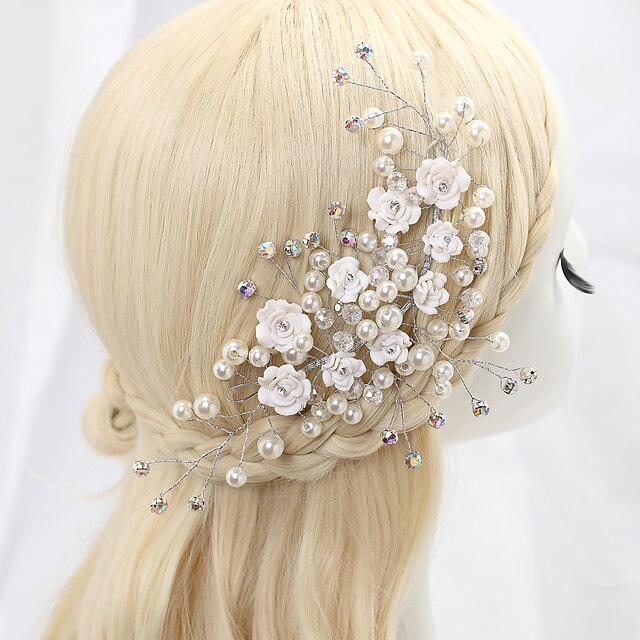  Cubic Zirconia / Alloy Flowers with 1 Piece Wedding / Special Occasion Headpiece