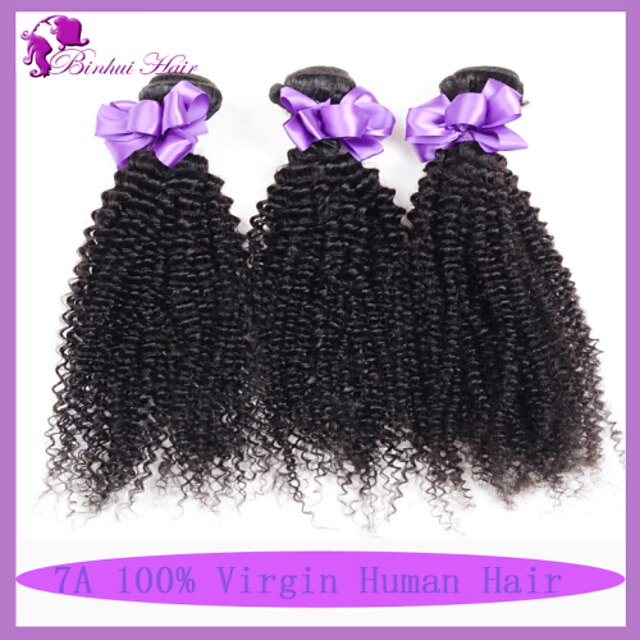  3 Bundles Malaysian Hair Curly Classic Kinky Curly Virgin Human Hair Natural Color Hair Weaves / Hair Bulk Human Hair Weaves Human Hair Extensions / 10A