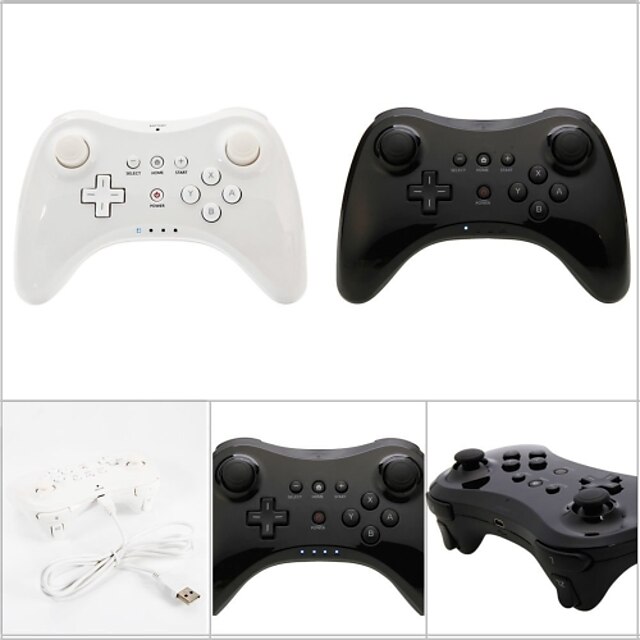  WU-C0001BW Wireless Game Controller For Wii U ,  Bluetooth / Gaming Handle / Rechargeable Game Controller Metal / ABS 1 pcs unit