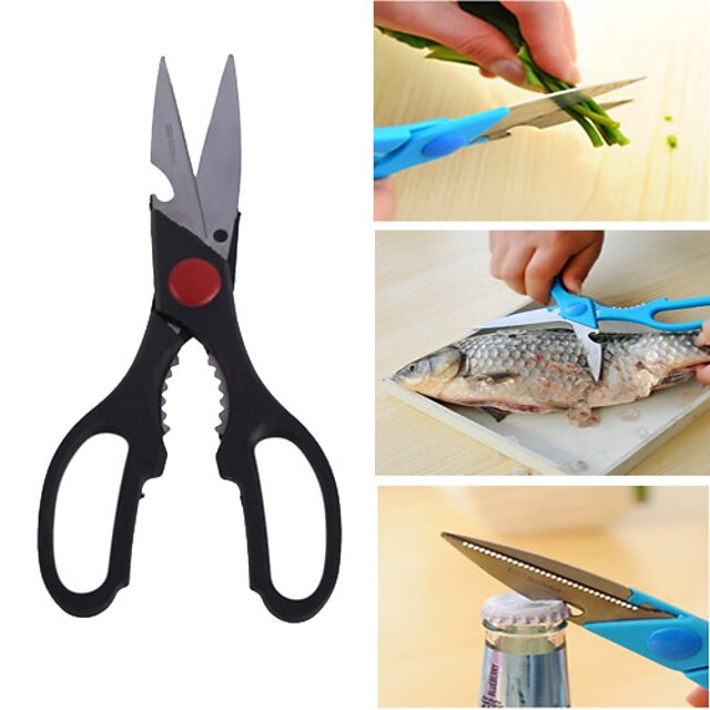  8in Multi-functional Stainless Steel Poultry Chicken Serrated Scissors Kitchen Shears Opener(Random Color)
