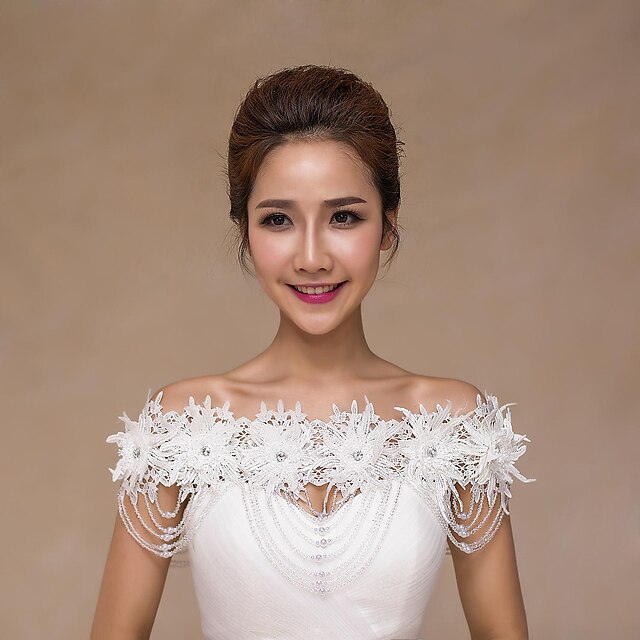  Wedding  Wraps Collars Sleeveless Lace Wedding Appliques Lace Pearls