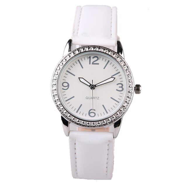  Damen Uhr Modeuhr Quartz Gestepptes PU - Kunstleder Weiß Wasserdicht Analog Charme Glanz Weiß