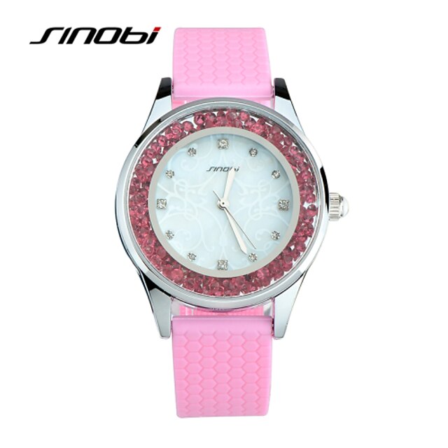  SINOBI Women's Casual Watch Fashion Watch Floating Crystal Watch Quartz Silicone Pink 30 m Water Resistant / Waterproof Analog Pink