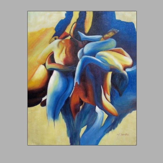 Kézzel festett Emberek Függőleges,Modern Egy elem Vászon Hang festett olajfestmény For lakberendezési