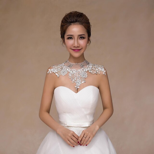  Sleeveless Collars Lace Wedding Wedding  Wraps With Crystal / Pearl