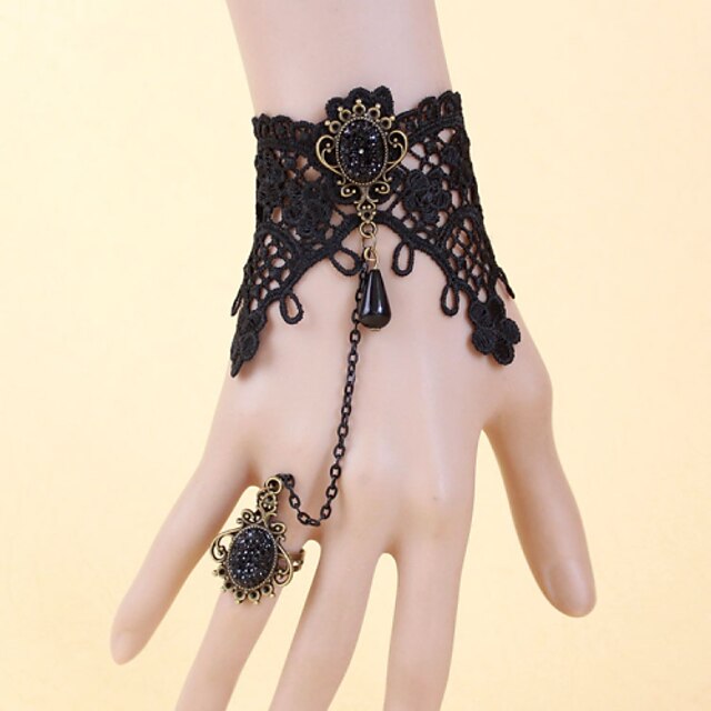  Women's Ring Bracelet / Slave bracelet Gothic Jewelry Gothic Synthetic Gemstones Bracelet Jewelry Black For Christmas Gifts Party Casual Daily / Lace
