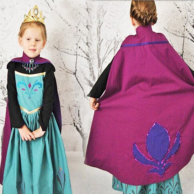  Princess Fairytale Anna Cosplay Costume Movie Cosplay Blue Dress Halloween New Year Cotton