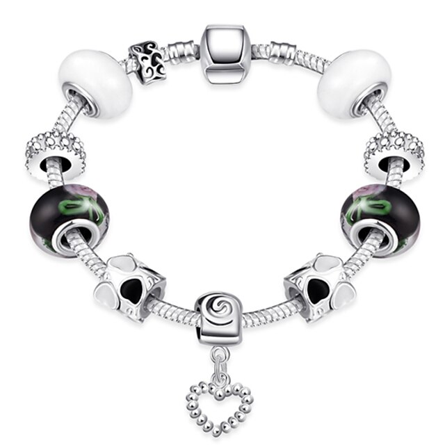 Women Strand Beads Bracelets Beads Glass Beads Charm Bracelets & Bangles Silver European beads  Gift PH013